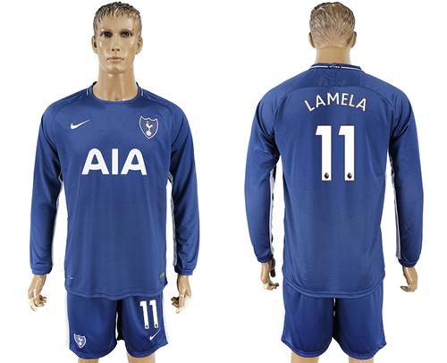 Tottenham Hotspur #11 Lamela Away Long Sleeves Soccer Club Jersey